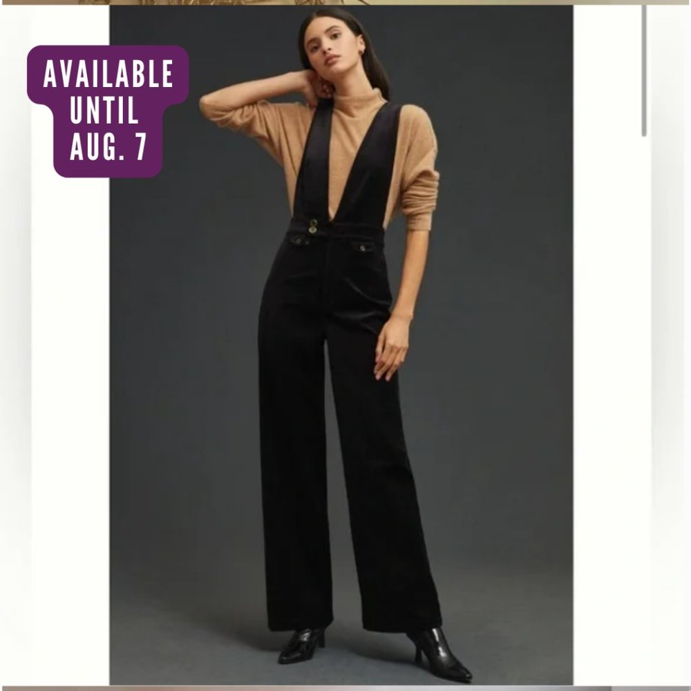 ANTHROPOLOGIE / Pilcro Velvet Deep-V Jumpsuit
